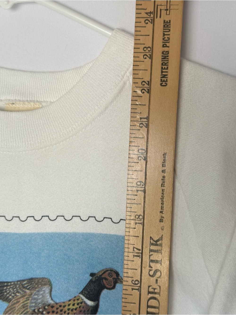 Vintage 80s Fruit of the Loom US Postal Graphic 1988 White Pheasant Stamp Crew - Picture 8 of 10